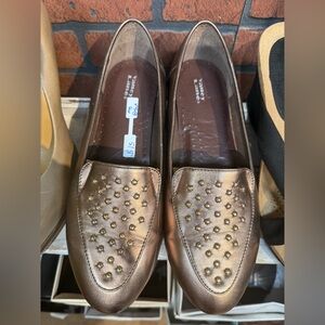 Vaneli Metallic Loafers with Gold Studs